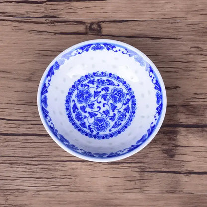 Blue & white porcelain dragon pattern dish set – dining room bowls