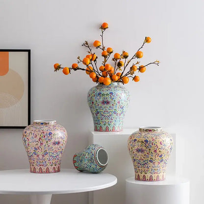 Blue white porcelain floral vase living room ceramic decor