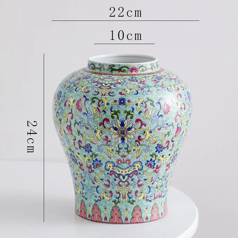 Blue white porcelain floral vase living room ceramic decor