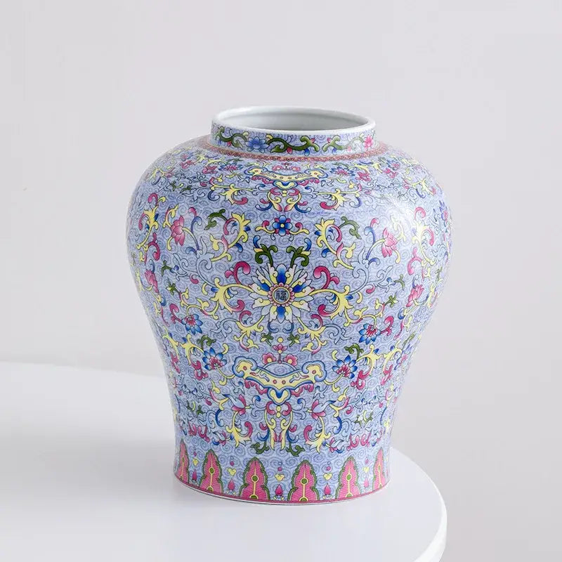 Blue white porcelain floral vase living room ceramic decor