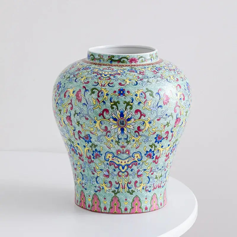 Blue white porcelain floral vase living room ceramic decor