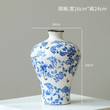 Blue & white porcelain gourd teapot vase living room decor