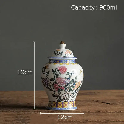Blue & white porcelain jar with gold plating – living room decor
