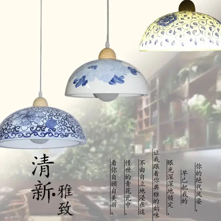 Blue white porcelain pendant chandelier dining room inflatable chef