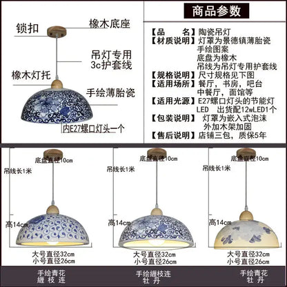 Blue white porcelain pendant chandelier dining room inflatable chef