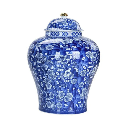Blue & white porcelain pot sealed storage tank kitchen ginger jar