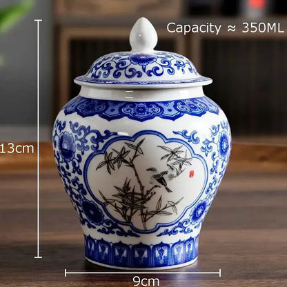 Blue & white porcelain tea canister kitchen storage jar