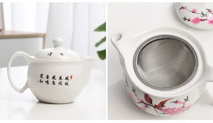 Blue & white porcelain tea pot set – dining room floral ceramic