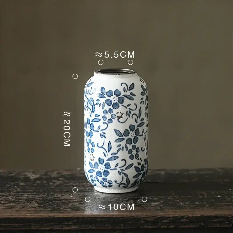 Blue white porcelain vase hydroponic living room ceramic pot