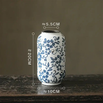 Blue white porcelain vase hydroponic living room ceramic pot