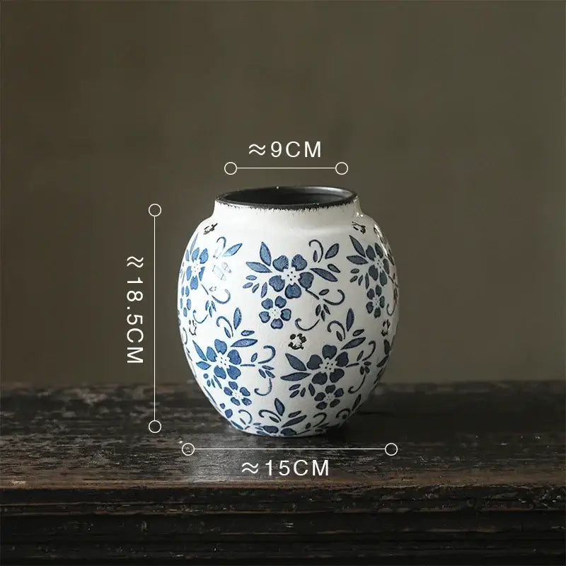 Blue white porcelain vase hydroponic living room ceramic pot