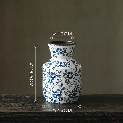 Blue white porcelain vase hydroponic living room ceramic pot