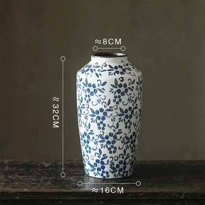 Blue white porcelain vase hydroponic living room ceramic pot
