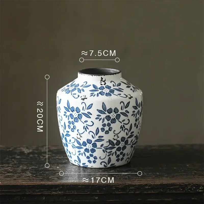 Blue white porcelain vase hydroponic living room ceramic pot
