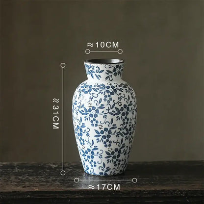 Blue white porcelain vase hydroponic living room ceramic pot