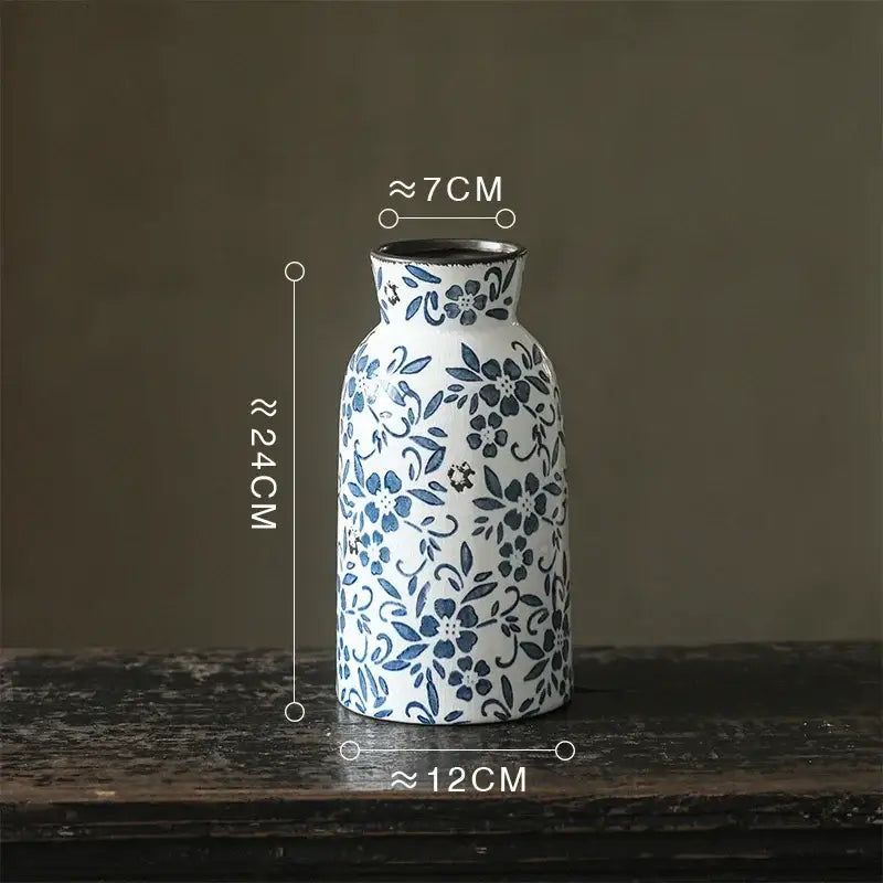Blue white porcelain vase hydroponic living room ceramic pot