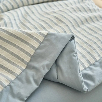 Blue & white striped soya fibre jacquard summer quilt bedroom comforter
