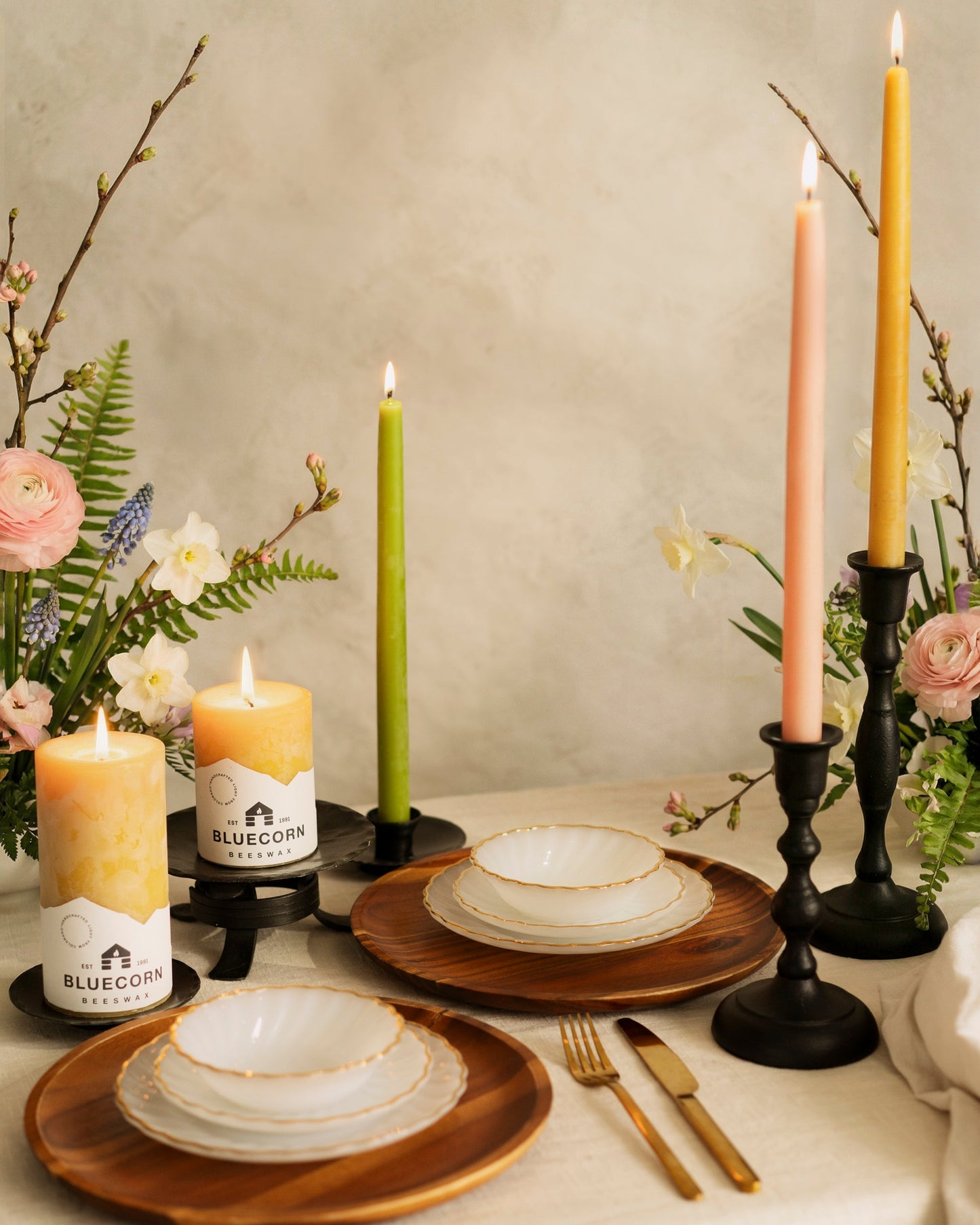 Hand-Dipped Beeswax Taper Candles - Bulk 4-Pair Bundle