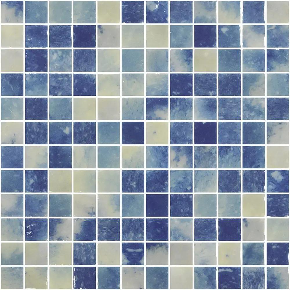 Bluestone Blend Glossy 1x1 Glass Mosaics 12x18