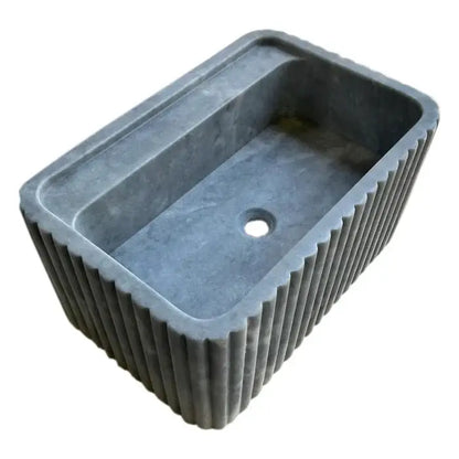 Turkish Bluestone Fluted Marble Wall Mount Sink