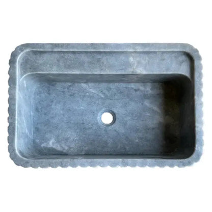Turkish Bluestone Fluted Marble Wall Mount Sink