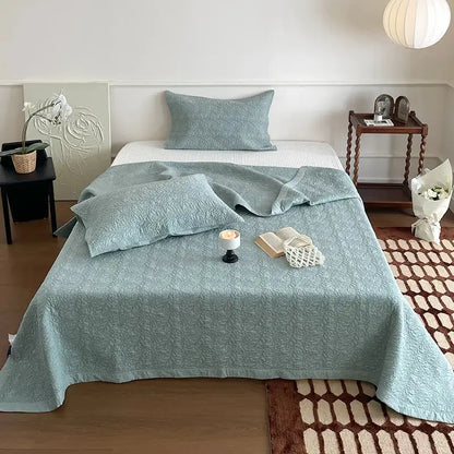 Blush pink cotton quilted bedspread set for bedroom