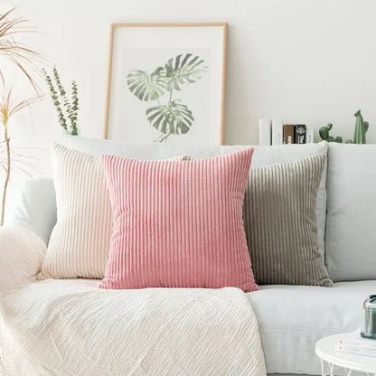 Blush pink & cream corduroy flocking pillow cover living room decor