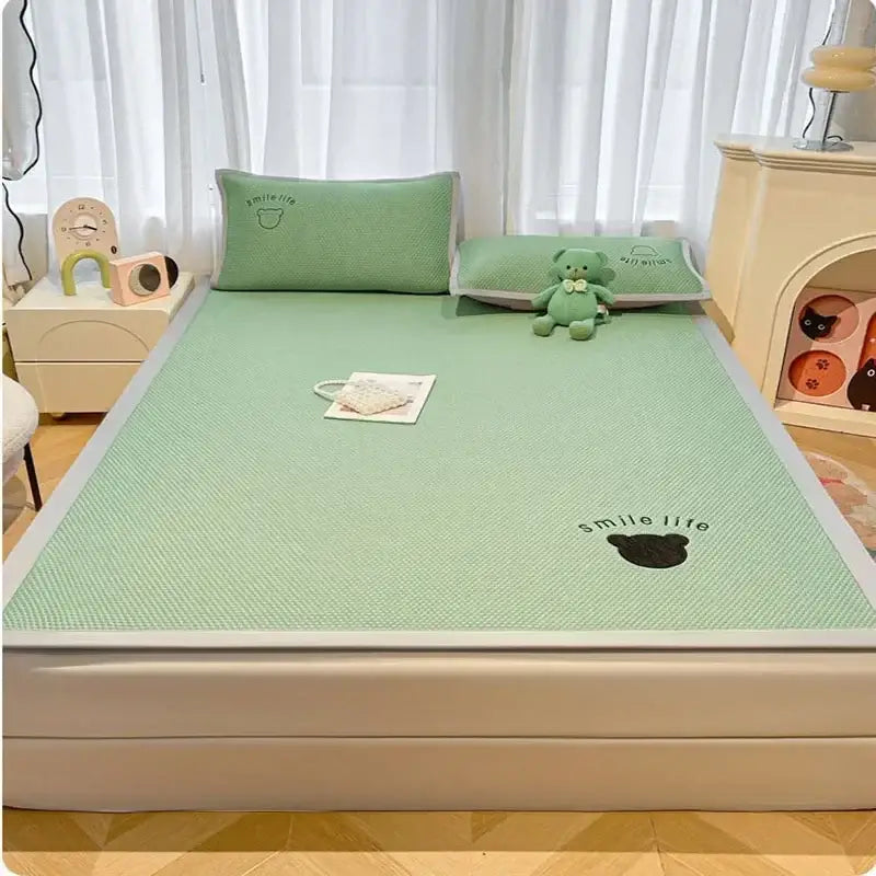 Blush pink diamond jacquard cooling bed sheet set bedroom
