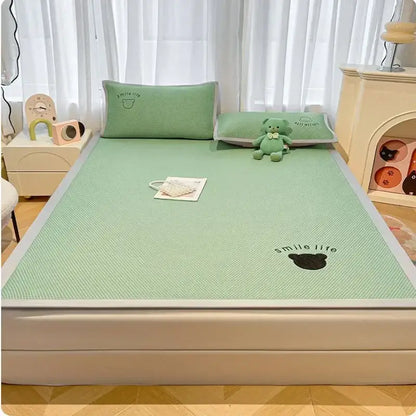 Blush pink diamond jacquard cooling bed sheet set bedroom
