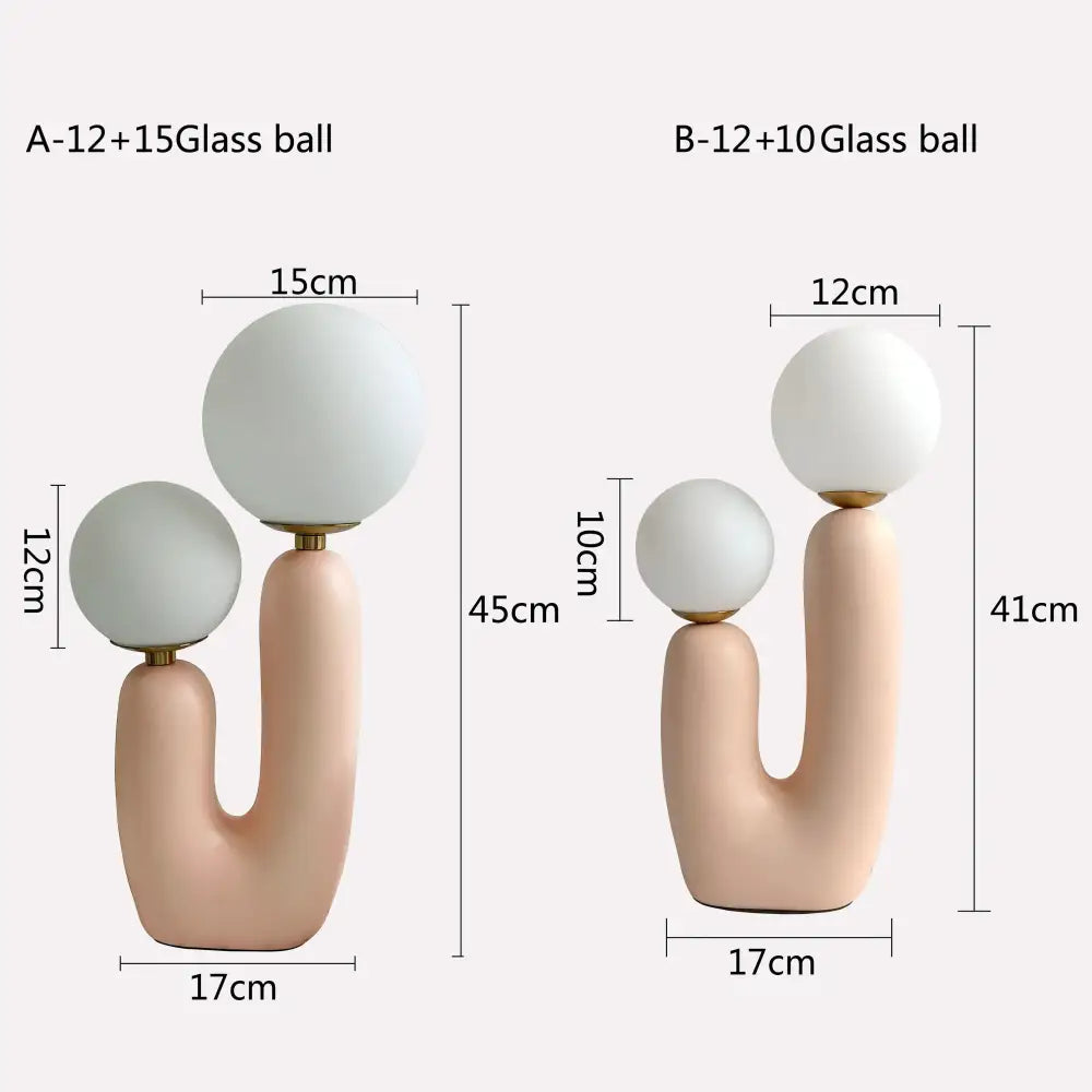 Blush pink & white glass ball led table lamp for bedroom