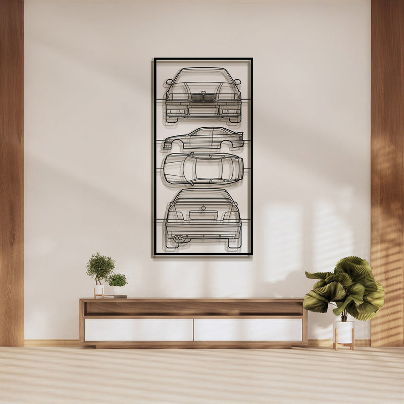 E36 Quad Profile Metal Frame Silhouette - MT1433