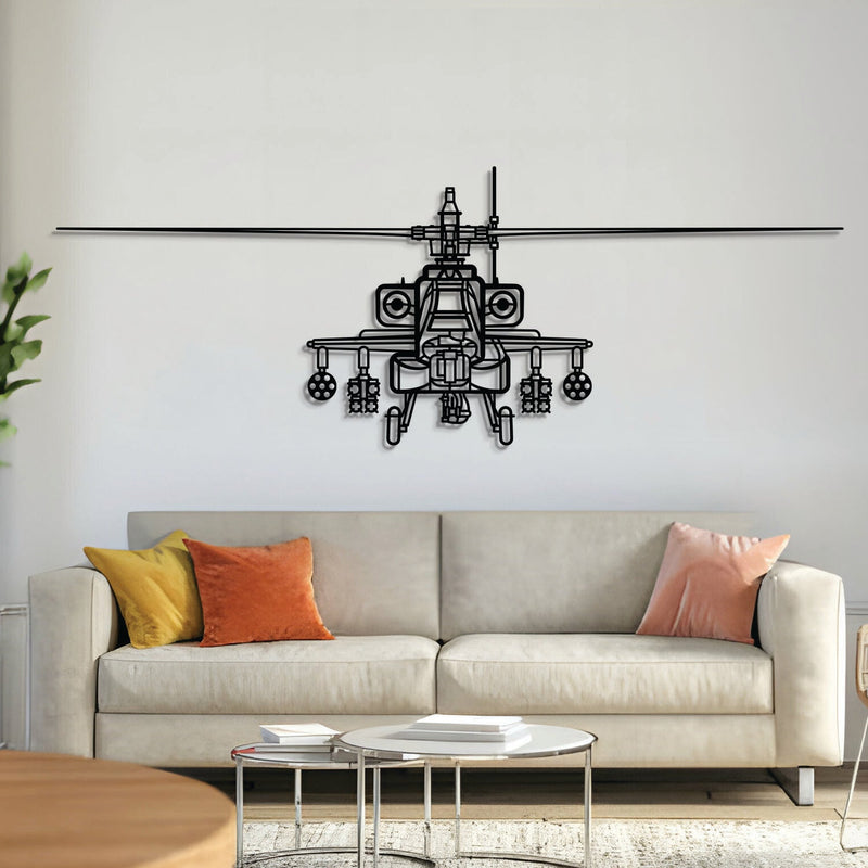 AH-64D Apache Front Metal Aircraft Wall Art - NCP0025, front view