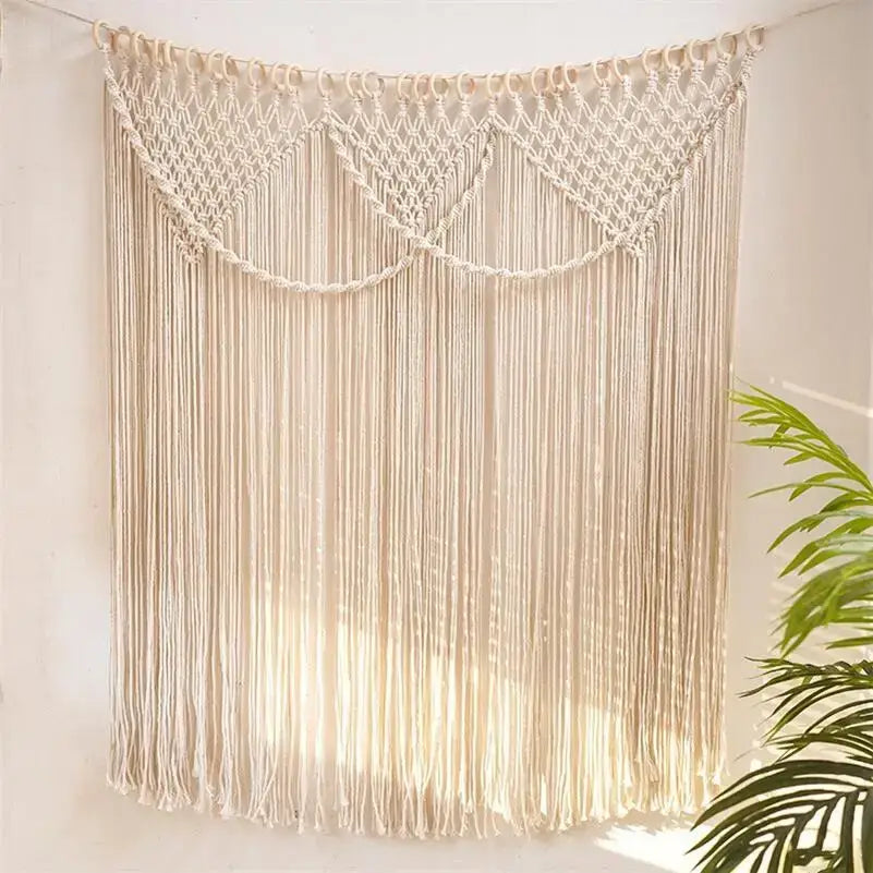 Bohemia macrame cotton curtain with vines bedroom wall hanging