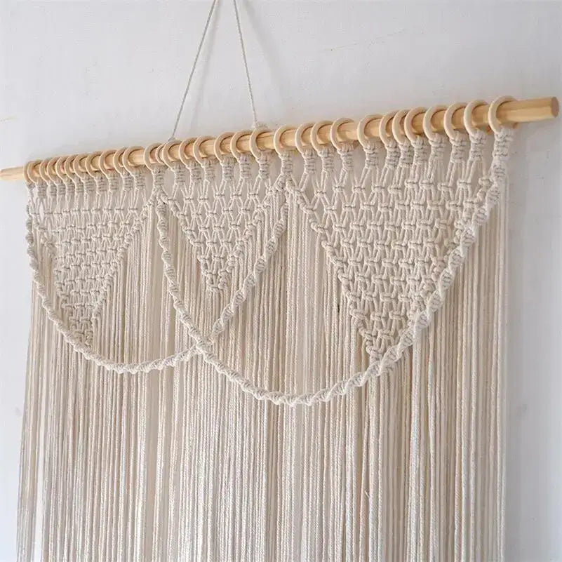 Bohemia macrame cotton curtain with vines bedroom wall hanging