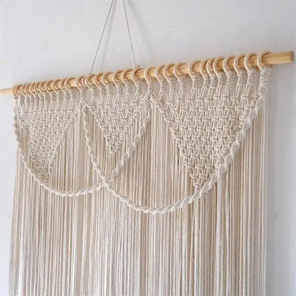 Bohemia macrame cotton curtain with vines bedroom wall hanging