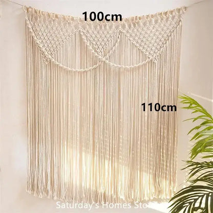 Bohemia macrame cotton curtain with vines bedroom wall hanging