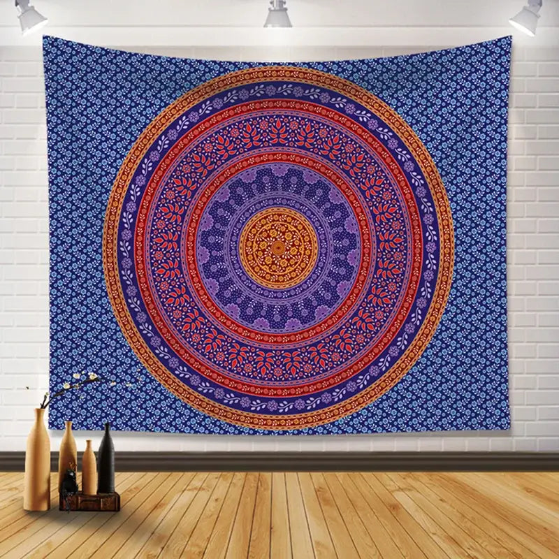 Bohemia room fabric poster beige floral mandala tapestry bedroom decor