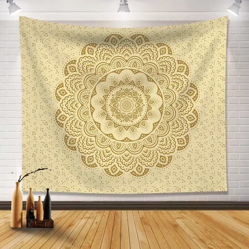 Bohemia room fabric poster beige floral mandala tapestry bedroom decor