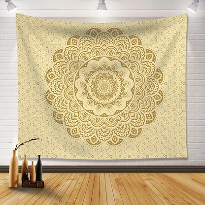 Bohemia room fabric poster beige floral mandala tapestry bedroom decor