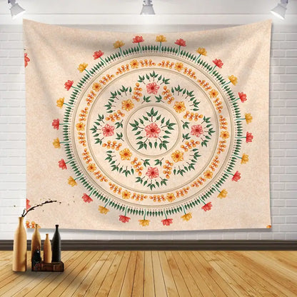 Bohemia room fabric poster beige floral mandala tapestry bedroom decor