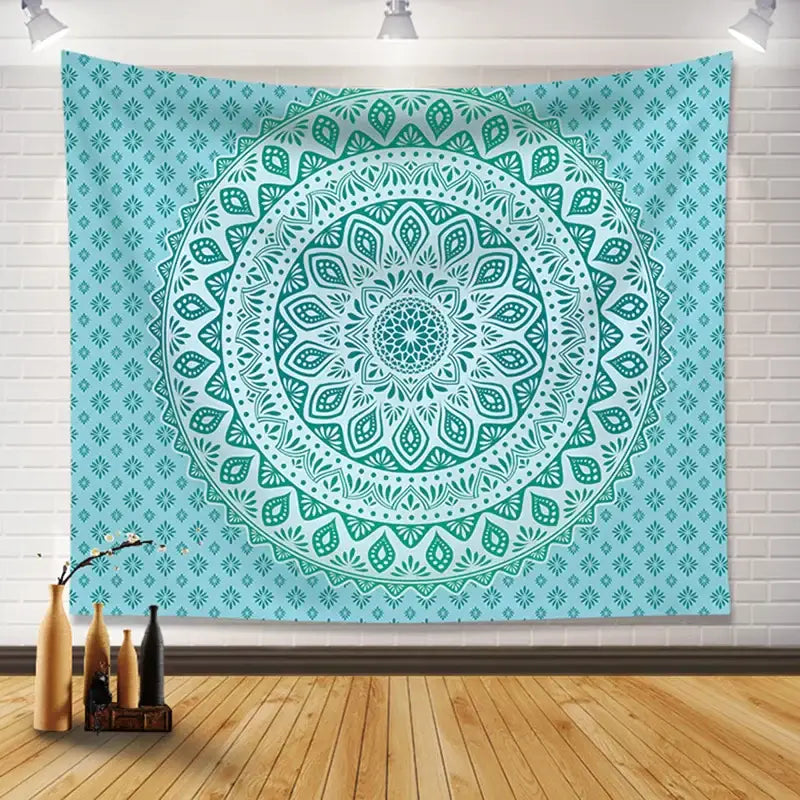 Bohemia room fabric poster beige floral mandala tapestry bedroom decor