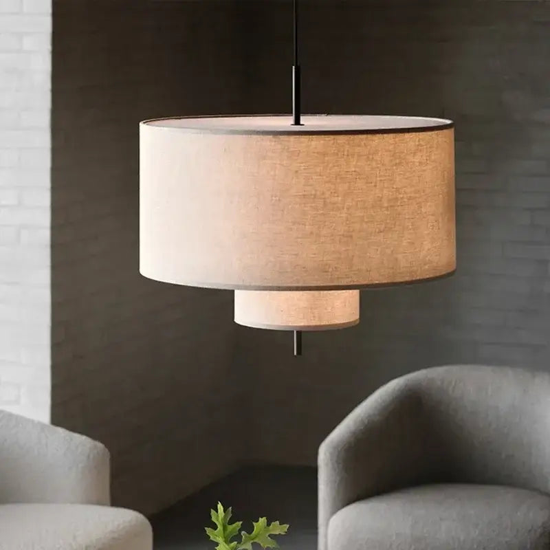 Bohemia wabi sabi beige linen tiered pendant lights for dining room