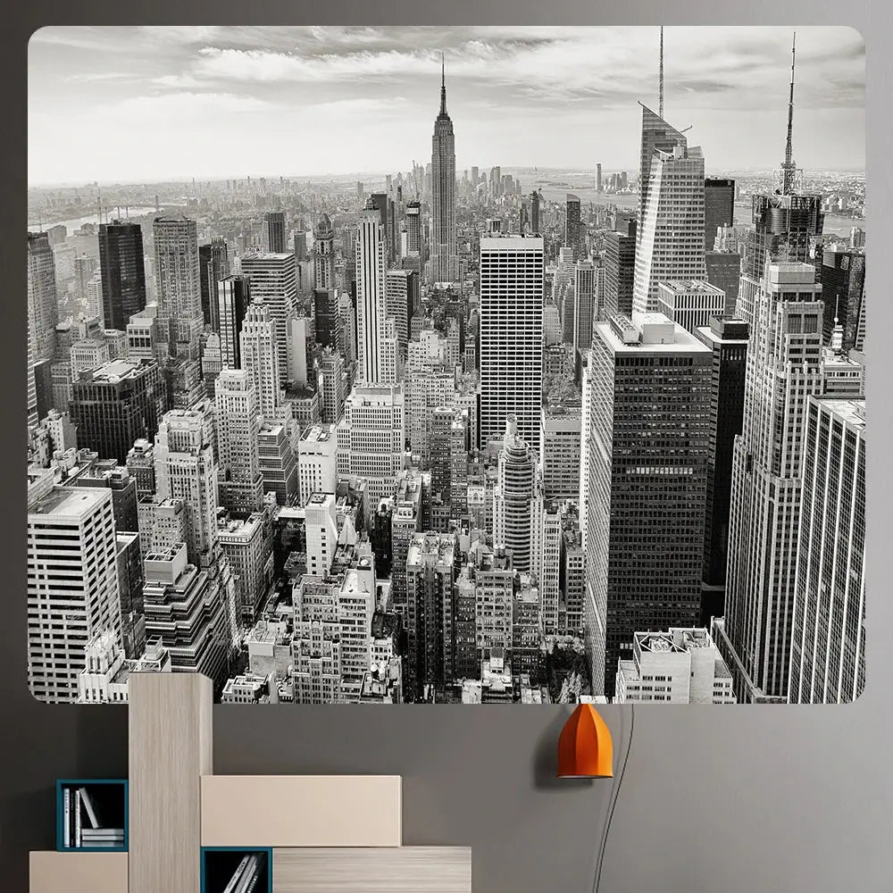 Bohemian art tapestry empire state cityscape living room blanket