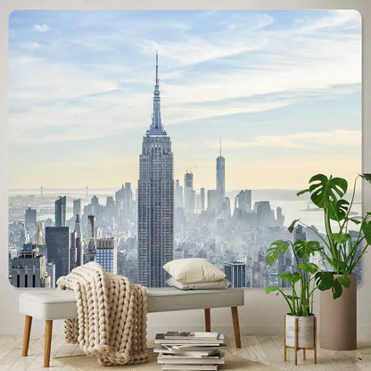 Bohemian art tapestry empire state cityscape living room blanket