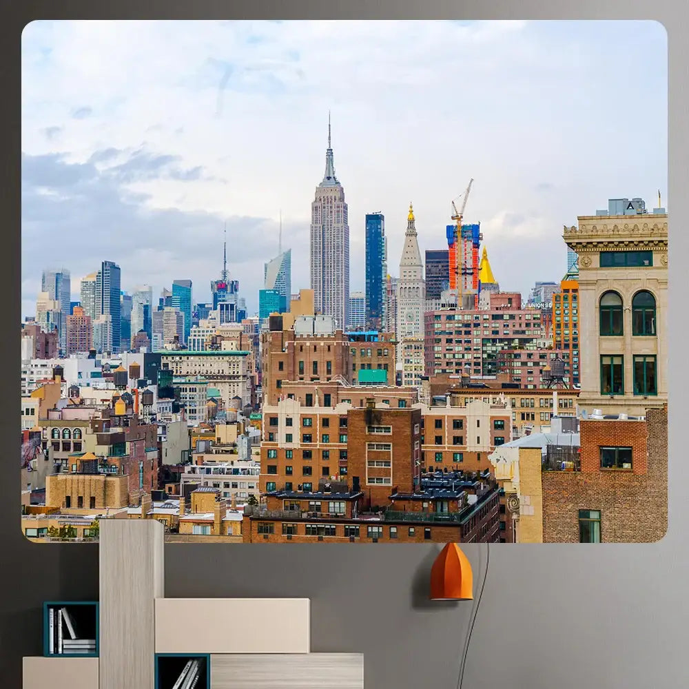 Bohemian art tapestry empire state cityscape living room blanket