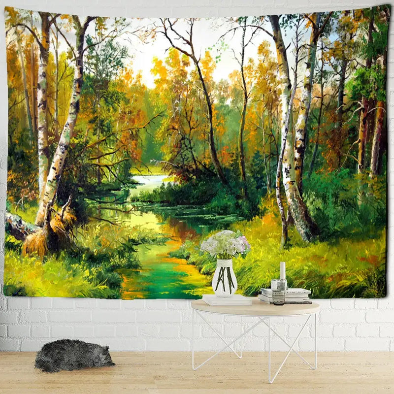 Bohemian autumn forest wall hanging living room forest