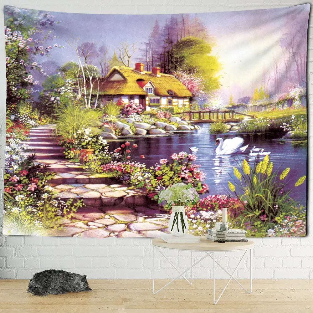 Bohemian autumn forest wall hanging living room forest