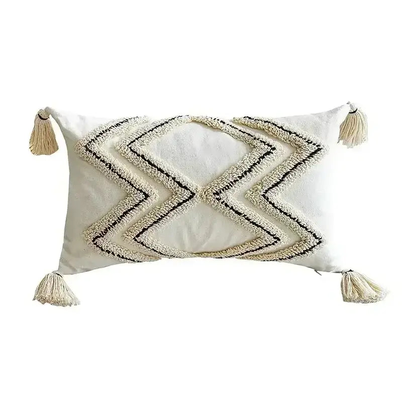 Bohemian beige and brown tufted cushion cover living room pillow