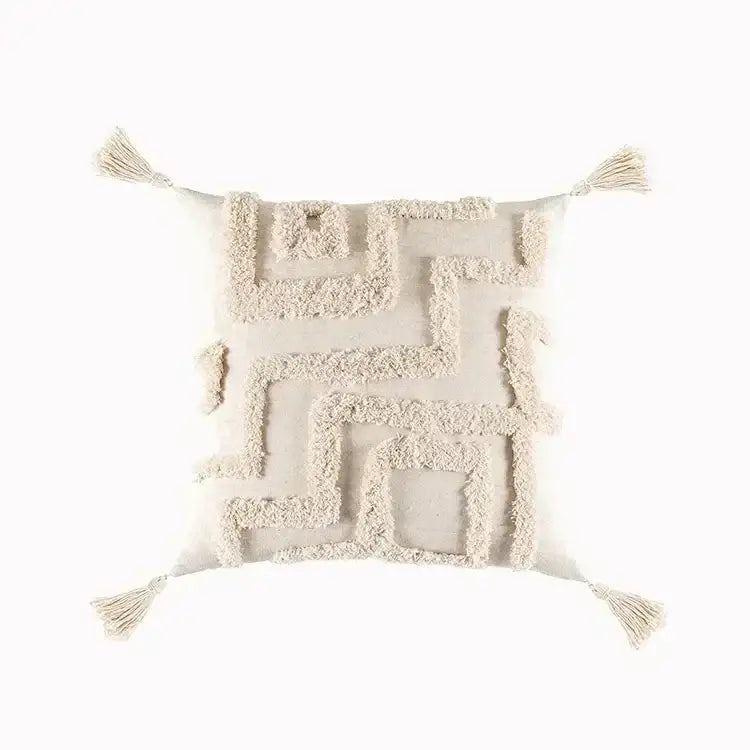 Bohemian beige and brown tufted cushion cover living room pillow