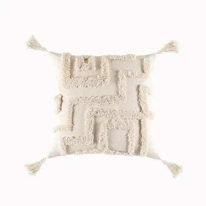 Bohemian beige and brown tufted cushion cover living room pillow